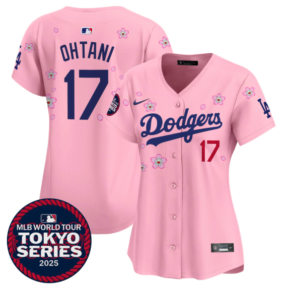 Women Los Angeles Dodgers #17 Ohtani Tokyo Series 2025 pink Limited Stitched Jersey